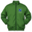 Green jacket with blue logo